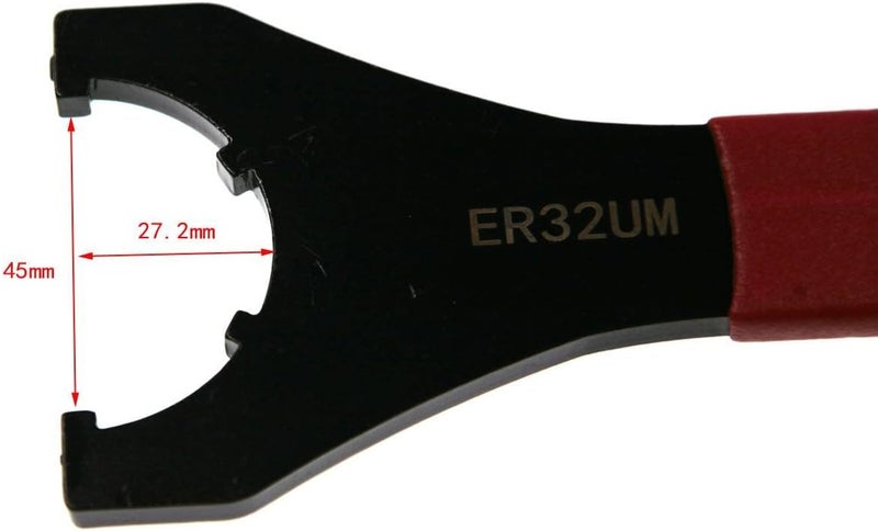 HGC ER-32UM Collet Chuck Wrench - 45mm Opening Spanner for 50mm OD Clamping Nuts & Screws, Red Non-Slip Grip, Forged Carbon Steel for CNC Milling & Machine Tools - Image 2